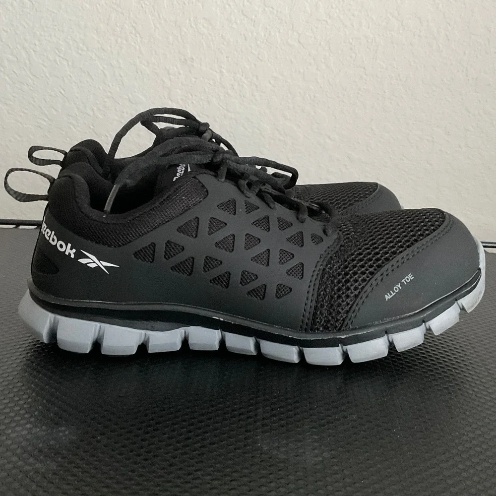 Reebok Work Sublite Cushion RB4041 Mens 6 Black Alloy Toe Safety Shoes EH